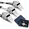 Flycalf Personalized Coach Whistle with Lanyard Referee Whistles Engraved Basketball Football Soccer Hockey Volleyball Gifts Stainless Steel Loud Crisp Sound Custom Metal TEXT on Three Sides 1PC