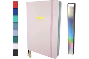 Schloss Planner A5 Bullet Journal | 180 g/m² extra dickes Bambus Papier | 160 Seiten | Gepunktet/Dot Grid | Nachhaltiges Notizbuch/Tagebuch | Silberner Buchschnitt (Biene, Rosé)