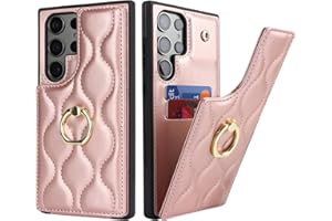 SailorTech Samsung Galaxy S23 Ultra Hülle mit Kartenhalter für Frauen, Galaxy S23 Ultra Handyhülle Ring-Ständer [Kartenfach] [Standfunktion] Modische Tasche für Samsung Galaxy S23 Ultra-Roségold