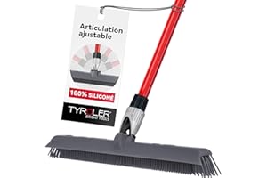 TYROLER BRIGHT TOOLS Tyroler Balai Silicone & Raclette Sol | Tête De 40 cm Balai Bross Poils Animaux | Manche Anti-Rouille en 4 Parties de 140 cm pour Balais en Silicone Professionnel | Balais Nettoyer Sol