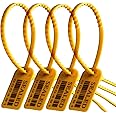 RAIBEX® Plastic Seal Security Grip Seal Tag for Courier Bag Truck Tarpaulin Container Seal E Commerce Parcel Sealing Chemical Bag ATM Cassette Vegetable Bin Sealing 12" Inches Length (Yellow 100 Pcs)