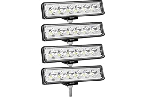 SKYWORLD 4 Pcs 6 inch 18W LED Spot Work Light Bar, Single Row LED Light Bar 12V 24V Mini Slim Offroad Driving Lights Fog Lamp Waterproof for 4x4 Car Truck Tractor SUV ATV Boat