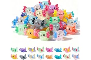 MOIUGULI 32pcs Mini Resin Axolotl Figures, 16 Colors Tiny Small Resin Axolotls Miniature Cute Colorful Mini Axolotls for Dollhouse Garden Micro Landscape Aquarium Ornament for Crafting Accessories