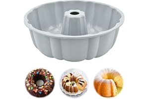 TESSTSY Stampo Ciambella, 24 cm Silicone Stampo Ciambellone, Stampo per Ciambellone, Stampo Ciambella 24 cm, Antiaderente Stampo Ciambella Silicone, per Torta, Gelatina, Pane (Grigio)