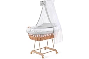 WALDIN BABY COLLECTION WALDIN Landau/berceau complet,24 modèles disponibles,couleur du tissu blanc/points blanc, Cadre/Roues non traitée