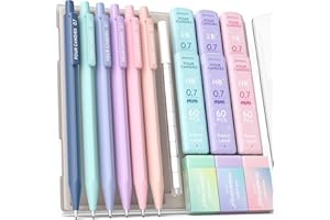 Four Candies Matite meccaniche da 0,7 mm, con mine HB e 2B 0,7, set di gomme pastello e ricariche per gomma, confezione da 16 pezzi con custodia, grazioso materiale scolastico estetico per scrivere,