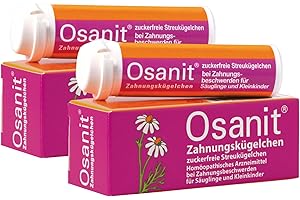 Osanit Zahnungskügelchen zuckerfrei 2er Pack: Sanfte Schmerzlinderung & Beruhigung bei Zahnungsbeschwerden, Globuli mit homöopathischen Inhaltsstoffen, für Babys und Kleinkinder