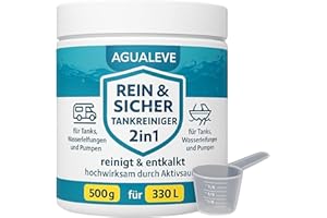 ‎AGUALEVE AGUALEVE® REIN & SICHER 500 g *NEU* – innovativer 2 in 1 Frischwassertank-Reiniger mit Aktivsauerstoff – reinigt und entkalkt Tank & Leitungen im Wohnmobil – Markenqualität Made in Germany