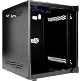 Extralink 10" 6U Rack Cabinet - 310 mm Network Cabinet, Wall or Floor Mount, up to 30 kg, Tempered Glass Door, 180&deg; Opening,