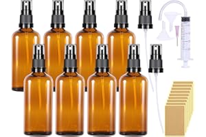 NUTS OT NUTS Braunglasflasche 100ml 8 Stück Apothekerflasche Sprühflasche Glas Klein Zerstäuber Sprayflasche Leer Parfüm Zerstäuberflaschen Sprühflaschen zum Befüllen Tragbares für Kosmetik Öle Toilette