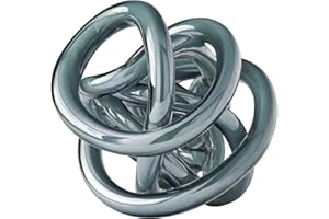 Torre & Tagus Orbit, mundgeblasene Glas-Skulptur mit Unendlichkeitsknoten, 11,4 cm, Glaskunst, Deko-Kugel für Heimdekoration, kleiner Tafelaufsatz, Tischdekoration für Zuhause, blickdichtes Grau