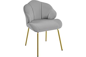 Yaheetech Poltrona in Velluto Moderno Poltrocina con Schienale a Forma di Conchiglia Sedia Imbottita da Lettura per Soggiorno Camera da Letto Ufficio Sedia Laterale da Salotto Shell Grigio Chiaro