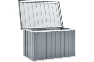 Tidyard Baule da Giardino in Acciaio Zincato, Plastica, per Organizzare e Riporre Attrezzi da Giardino, Contenitore da Esterno cassapanca Balcone terrazza Patio Piscina