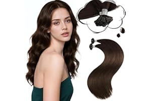 Moresoo Extension Capelli Veri Cheratina Marrone Cioccolato Remy Extension con Cheratina Capelli Veri Umani Lisci Marrone Scuro #4 45 cm 50g 50 Ciocche