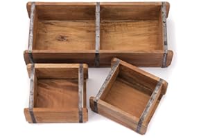 CREEDWOOD Set di Scatole Bricks III | Mogano, 3 Pezzi, 65 cm | Forma di Mattone Vintage, Set di Scatole in Legno, Portaoggetti