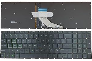 TIUGOCHR Laptop Replacement US Layout Green Backlight Keyboard for HP Pavilion 15-CX 15-DB 15-DX 15-DR 250 G7 255 256 G7 15-CN 15-CS 15-CR 15-CW 17-by 17-CA 15-CX0020NR 15-CX0030NR 15-CX0040NR 15-CX0042NR