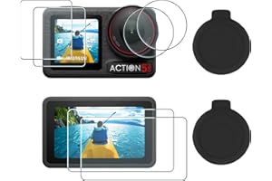 AMAZEAR Osłona ekranu obiektywu do akcesoriów DJI Osmo Action 5 Pro (2 zestawy-8 szt.), Action5 Pro osłona ekranu ze szkła hartowanego z silikonową osłoną obiektywu, 9H, HD, odporna na zarysowania