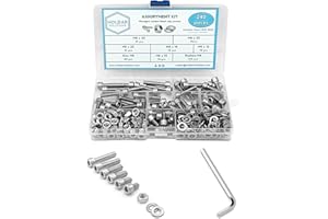 NOLDAR | Surtido de tornillos allen con cabeza cilindrica, tuercas hexagonales y arandelas planas. Kit tornillería de acero inoxidable de 240 piezas. Métrico M6. Longitudes desde 10 mm hasta 30 mm.