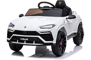 BC BABY COCHES Coche Eléctrico para Niños Lamborghini Urus 12V(VERSIÓN Top) Asiento Acolchado y Polipiel, Ruedas EVA, Control Remoto 2.4Ghz, Suspensión y Equipo de Audio/Vehículo Infantil de baterá 12V (Blanco)