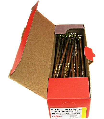 Viti Per Legno Autofilettanti 8x200 Mm Torx - Testa Piatta, Zincate, Per Costruzioni E Giunzioni, Confezione Da 50 Pezzi