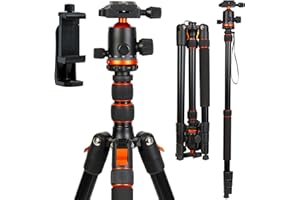 Camera Tripod, LINKCOOL 70" Aluminum Lightweight Tripod & Monopod with Ball Head and Quick Release Plate, Adjustable Height, Travel Tripod for DSLR, Camera, Phone, Load Capacity 15kg / 33lbs