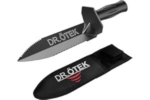 DR.ÖTEK Metal Detector Shovel for Digging, Heavy Duty Double Serrated digging tool with Carry Sheath