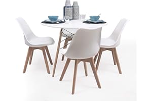SENSACION DE HOGAR HOMELY MUEBLES DECORACION DESCANSO Homely - Conjunto de Comedor Tower 100 Day Mesa Redonda de 100 cm y 4 sillas Day (Blanco)