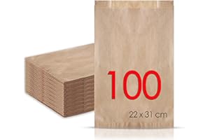 MAMAPAS 100 Sacchetti di carta kraft 22+7x31 Sacchetti di carta, sacchetti per comunione, sacchetti di carta, sacchetti regalo, sacchetti per panini, sacchetti panetteria, sacchetti per pasticceria