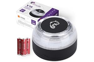 Altaudia Luz de Emergencia v16 Geolocalizada y conectada DGT 3.0 - Obligatoria desde Enero 2026, Baliza Homologada Automóviles, Visible 1km-360°, Resistente al Agua, Pilas Incluidas, Datos hasta 2038