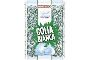 Golia Bianca, Caramelle Dure, Gusto Menta e Liquirizia, Busta da 1kg con Caramelle Monoporzione, Incartate Singolarmente, Formato Scorta