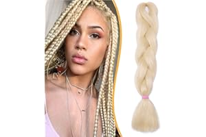 Silk-co Meches Pour Tresses Africaine Synthetique Tressage Afro Un Paquet 100G One Piece Braiding Hair Extension Yaki - 24"/60CM,Blond Très Clair