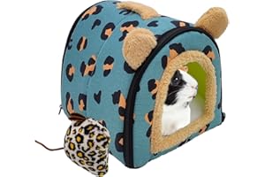 MEMOFYND 1 nido de cama para cobayas y 1 juguete para muñecas, tienda de campaña para mascotas con acolchado extraíble, adecuado para cobayas, chinchillas, hámsteres, erizos (azul)