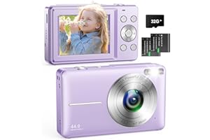 ZOSTUIC Macchina Fotografica Digitale con Scheda 32GB, 1080P Fotocamera Digitale 44MP Macchina Fotografica Compatta con Zoom Digitale 16X e 2 Batterie Per Bambini Adulto Principianti (Viola)