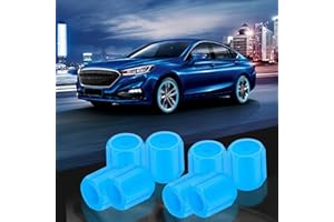 8PCS Dust Caps for Car Bike Tyres Universal Fluorescent Tire Valve Caps Glow in the Dark Car Bike Wheel Stem Covers, Durable Dust Caps Fit for Car, Children's Bicycles Safe at Night (Blue)