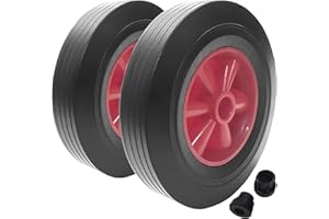 KetoBarrow 10'' Solid Wheel Rubber Tyre Puncture Proof Wheelbarrow Sack Truck Cart Heavy Duty Wheel with 20mm Axle Bore - 2x Wheels