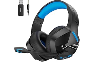 BINNUNE Wireless Gaming Headset mit Mikrofon, 2,4GHz & Bluetooth Headset für PS4, PS5, PC – Gaming Kopfhörer kabellos mit 120h Akku, USB & 3,5mm Anschluss