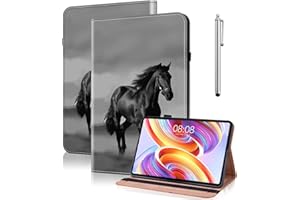 TUOLISG Hülle für Samsung Galaxy Tab S10 Fe 2025/S9 FE 10.9 Zoll/ S9 2023 11 Zoll mit Stylus Stift,Ultra Dünn Multi-Winkel Ständer Schutzhülle für Galaxy Tab S10 FE 10.9"/S9 FE/S9 11"-Schwarzes Pferd