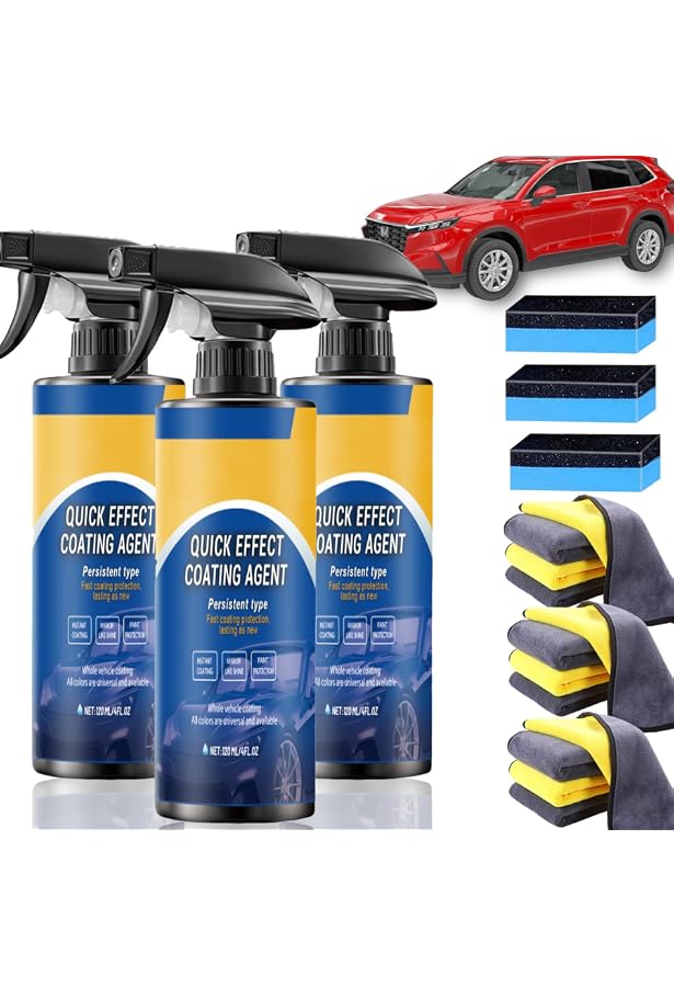Spray Revêtement 3 En 1 Pour Voiture - Protection Nano, Brillant Rapide - Lot De 2 Flacons