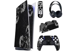 PlayVital Skin Decal Stickers Kompatibel mit ps5 Konsole Digital Edition, Aufkleber Schutzfolie Vinyl-Skin Stickers für ps5 Konsole,Controller,Ladestation,Headset,Medienfernbedienung-Gears & Scratches