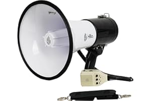 HLLO Megafono 121dB con Sirena, Microfono Staccabile e Controllo Volume, Bianco