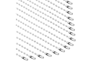 Teaaha 100 Stück Kugelkette Edelstahl, Mini Perlenkette Für Schmuckherstellung, DIY Handwerk, Halsketten Aufhängung, Erkennungsmarke, Vernickeltes Kugelkette 10 cm Lang 2.4 Mm Kugel Kugelketten