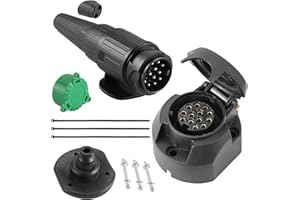 SPARKMOTO Conector de Gancho de Remolque para Caravanas,Camiones o Portabicicletas, Impermeable Enchufe de Remolque 13 Pines Hembra Macho,Enchufe para Luces traseras de Remolque(2 Salidas de Cables)
