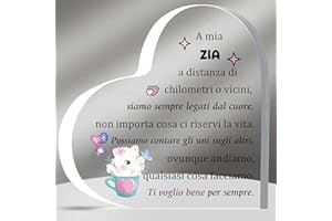 HZBLAZ Zia Acrilico Placche Targhe e Cartelli Decorativi Regali Festa della Madre Apprezzare Regalo Zietta Compleanno Cuore Segno Decorazioni Casa Natale da Nipote Gatto Zia Amore Promemoria Ricordo