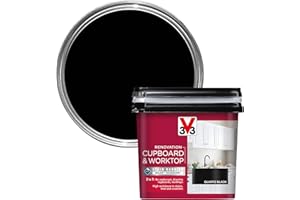 V33 Renovation Cupboard & Worktop Paint - No Undercoat Needed - High Resistance To Water Stains & Scratches - Ultra Washable - Quartz Black 750ml