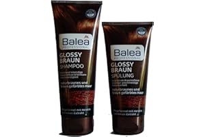 Balea Professional Glossy Braun Haarpflege Set für naturbraunes und braun gefärbtes Haar, 2er-Set: 1x Shampoo (250ml) + 1x Spülung (200ml), 450ml – Herren/Damen Haarshampoos & Haarwäsche Haarpflege.