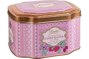 PASTIGLIE LEONE Leone depuis 1857 - Boîte en métal Pâtes de Fruits des Bois - Pâtes de Fruits - Sans Gluten et Végans - 200g