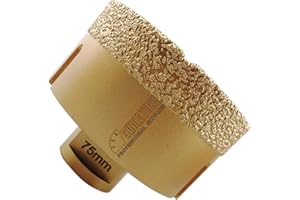 SHDIATOOL Forets Diamant 75mm Brasé Sous Vide et Trépans avec Filetage M14 pour Perçage à sec en Porcelaine Carrelage Granit Marbre