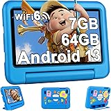 Oangcc 2024 Tablet Bambini 7 Pollici Android 13, 7GB RAM+64GB ROM (TF 1TB), WiFi 6 BT 5.0, Octa-Core, Google GMS | Controllo 