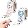 HASTHIP 1000 Pieces Unicorn Stickers for Kids Label Stickers DIY Stickers 1 inch Self Adhesive Decoration Stickers for School/Birthday/Party/Book/Gift Bag Decorations, Paper