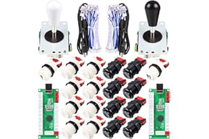 EG STARTS 2 Piezas de Arcade Joystick para bricolaje codificador USB + 2X Ellipse Oval Joystick Handle 18x Botones estilo americano Arcade para PC, MAME, Raspberry Pi, sistema Windows (Negro & Blanco)
